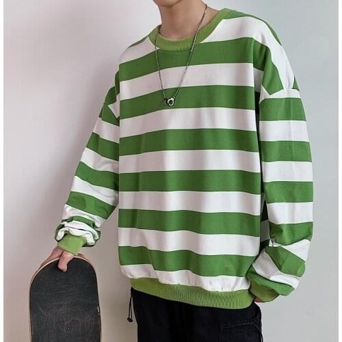 Korean Fashion Hoodie Men Streetwear Oversized Striped Hoodies 2021 Autumn Mens Hip Hop Harajuku Sweatshirts