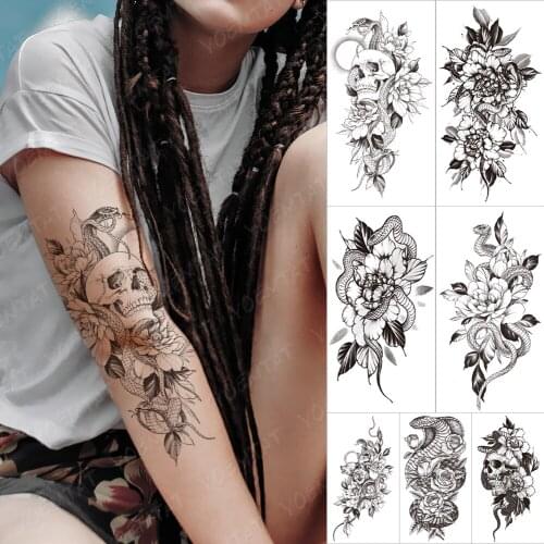 Waterproof Temporary Sleeve tatooo Sticker Snake Skeleton Sun Demon Devil Flower Tiger Sexy tattoos Arm Body Art tatoo Man Women