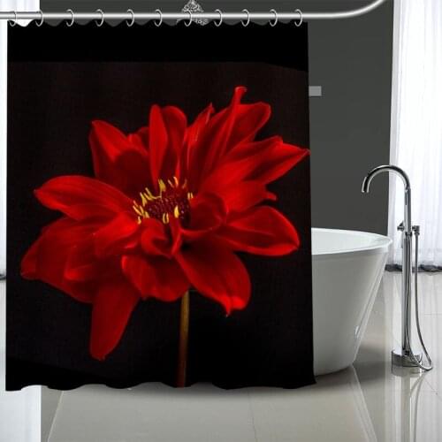 Custom High Quality Dahlia Shower Curtains Bath Products Bathroom Decor Waterproof Polyester With 12 Pcs Hooks