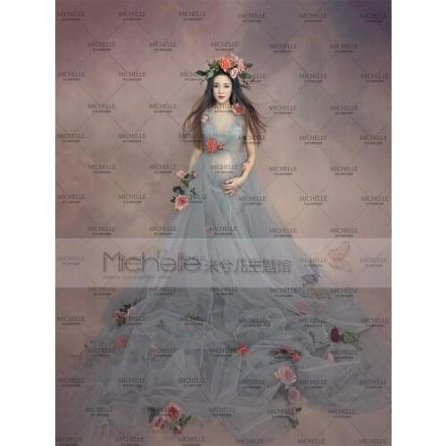 Top Quality Pregnant Maternity Women Fashion Photography Props Romantic long Fairy Trailing Dress Photo shoot free shipping