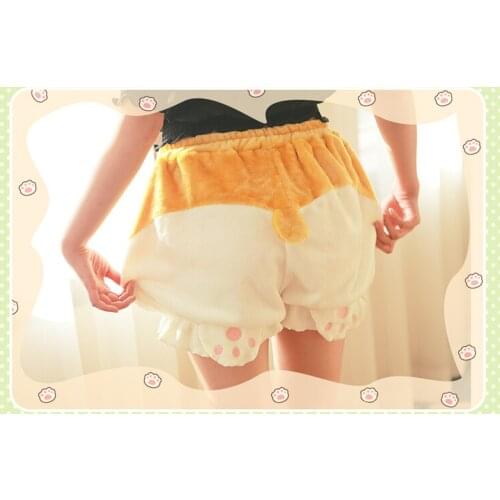 Japan Cartoon Cute Corgi Butt Shorts Sleep Bottoms Shorts Women Lolita Pumpkin Bloomers Pajamas UnderPants Safety Shorts Cosplay