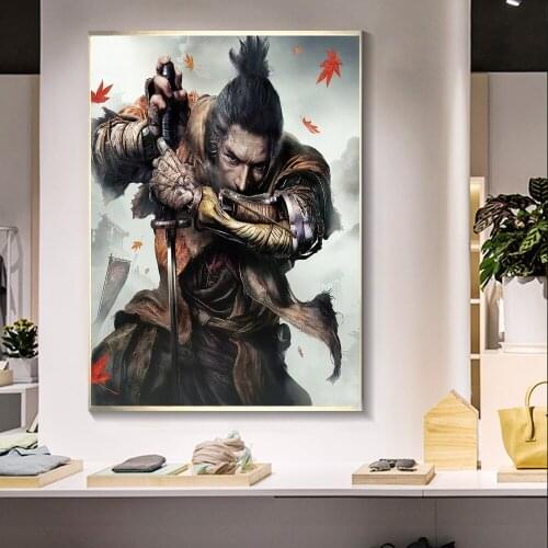 Japanese Samurai Swordsman Canvas Painting Art Print Poster Picture Wall Modern Minimalist Bedroom Living Room Decoration