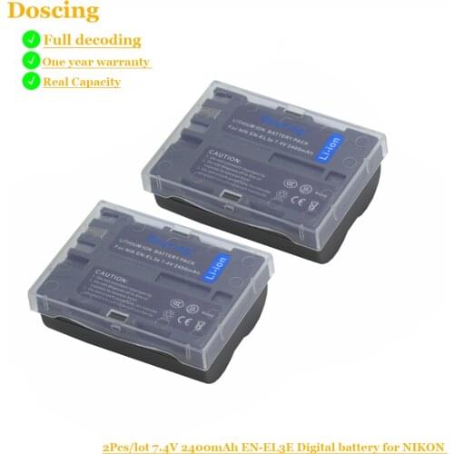 Doscing 2400mAh EN-EL3e EN EL3e EL3a ENEL3e Replacement Battery for Nikon D300S D300 D100 D200 D700 D70S D80 D90 D50 L15 Camera