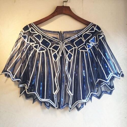 Womens Vintage 1920s Shawl Beaded Sequin Deco Evening Cape Shrug Bolero Flapper Cover Up