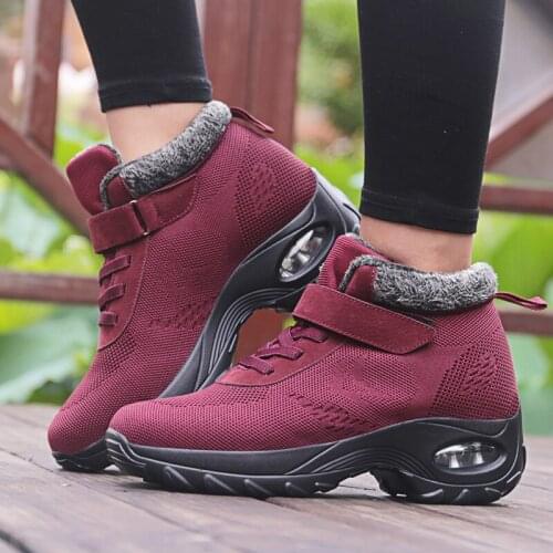 Sooneeya Hook Loop Winter Fur Boots Women Wedges Non-slip Cushion Sneakers Women Big Size 36-42 Lady Creepers Zapatos De Mujer