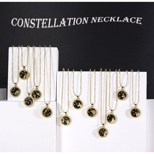 Woman Necklace Fashion Coin Chain Golden Day And Night Zodiac Necklace Couple Necklace Popular Item натуральные камни 04