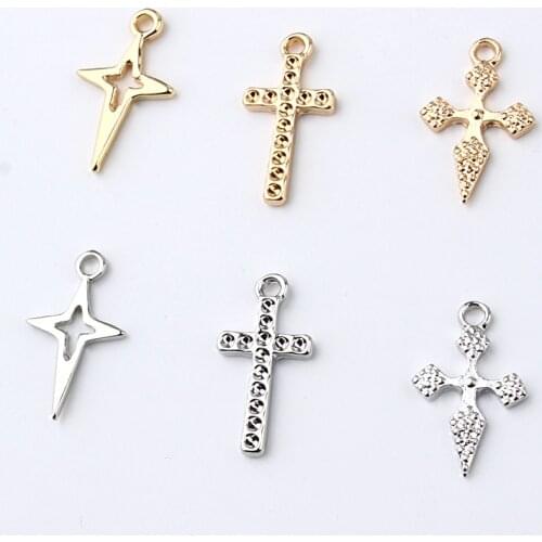 10pcs Fashion Simple Hollow Cross Earring Alloy Charms Personality Crosses Necklace Earring Set Jewelry Findings