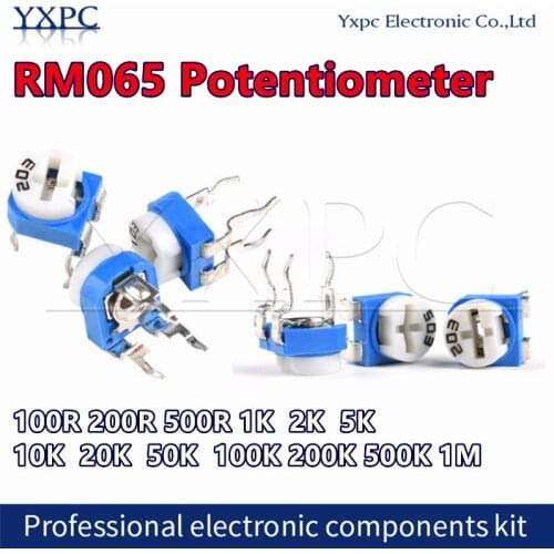20pcs RM065 RM-065 100R 200R 500 1K 2K 5K 10K 20K 50K 100K 200K 500K 1M ohm Trimpot Trimmer Potentiometer variable resistor 103