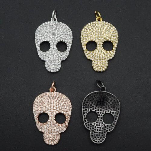 31x10mm 100% Rainbow CZ Zircon DIY Jewelry Skull Charm Pendant Wholesale Jewellwery Finding Supplies Jewellery Accessories