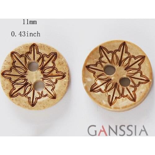50pcs/lot Size:11mm Coconut Buttons,2 Holes,Triangle Flower Pattern,Bulk Button for Craft, Clothing Accessories(kk-2009)