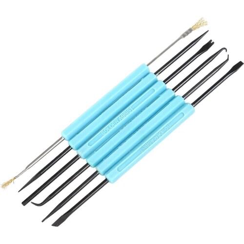 6Pcs Circuit Board Cleaner Brass Brush Chiplifter Tool Set Blue