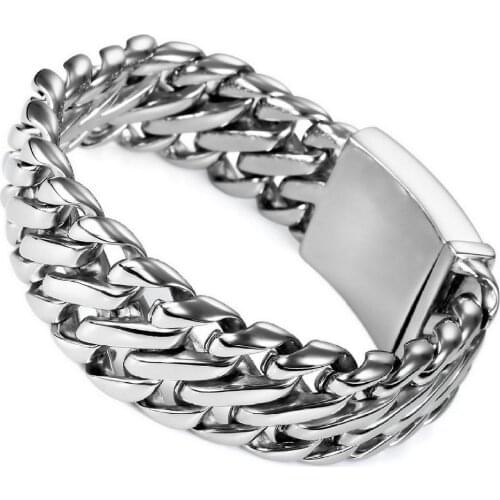 Bicycle chain bracelet Stainless steel bracelet for men silver simple white layered chain of men in Turkish hip hop jewelry