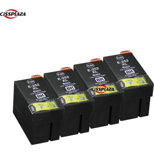 CISSPLAZA 4x T2521 252XL Black Ink Cartridge compatible for epson WF-7620 WF-7610 WF-3640 WF-3620 WF-7710 WF-7720 WF-7725