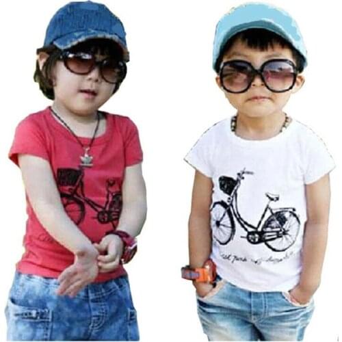 2020 Size90~130 kids child tops Baby Girls Clothes children t-shirts for boys short sleeve summer t shirts bicycle