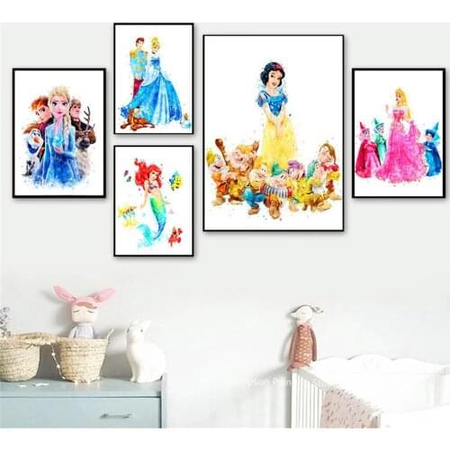 Disney 5D DIY Cartoon Princess Watercolor Diamond Painting Cross Stitch Kits Embroidery Mosaic Rhinestone Handwork Home Decor