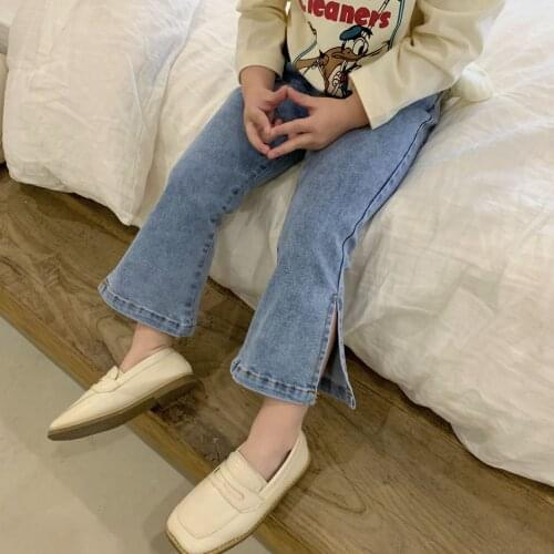 Girls Jeans 2021 Spring New Fashion Children Korean Pants Casual Baby Personality Flared Pants