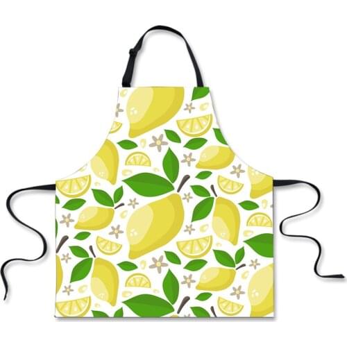 Custom Lemon Print Apron Adult Children Bibs Home Cooking Baking Accessories Cleaning Kitchen Aprons for Women Men