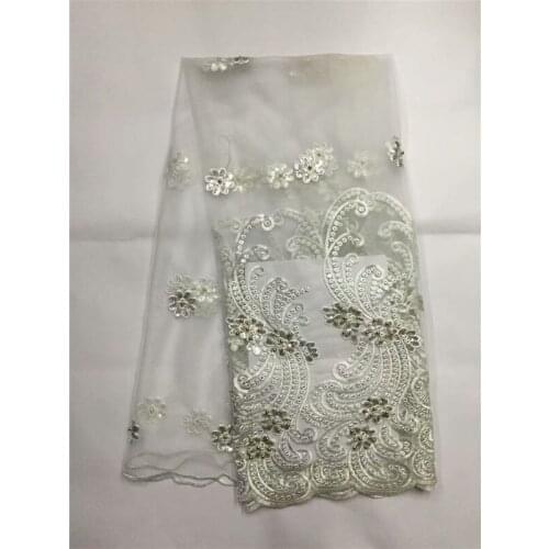 French Lace Fabric white Sequins beads Latest African Mesh Tulle Lace Fabric Wine Nigerian Guipure Lace Fabric High Quality