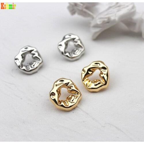 Kshmir Metallic gold irregular twisted pleated texture stud earrings with fashionable glossy finish Earrings women