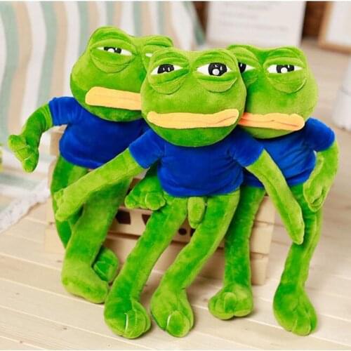 Hot 45CM Sad Frog Plush Toy Sad Frog Doll Cute Kawaii Cartoon Filled Doll Funny Soft Plush Baby Birthday Gift