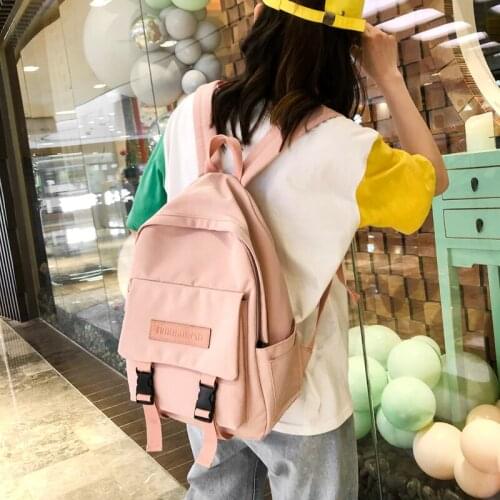 Fashion Women Shoulder Bag Solid Color School Bag Womens Backpack For Teenage Girl Travel Backpacks Mochila Feminina Sac A Dos