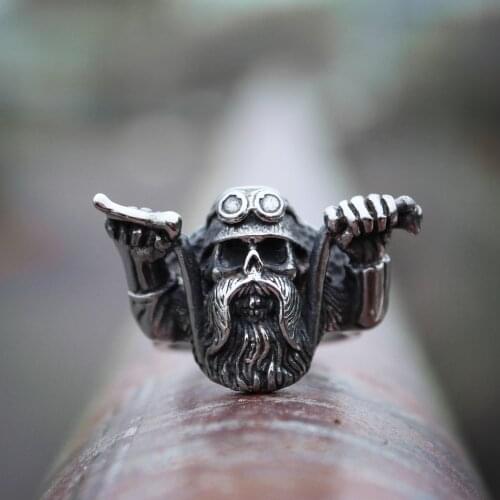Mens Unique Punk Rock Wild Motor Motorcycle Skull Rings Fashion Party Stainless Steel Biker Jewelry