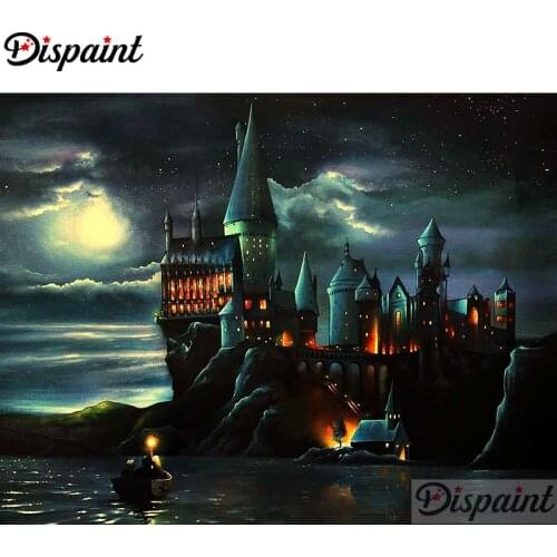 Dispaint Full Square/Round Drill 5D DIY Diamond Painting "Castle night view" Embroidery Cross Stitch 3D Home Decor A11865