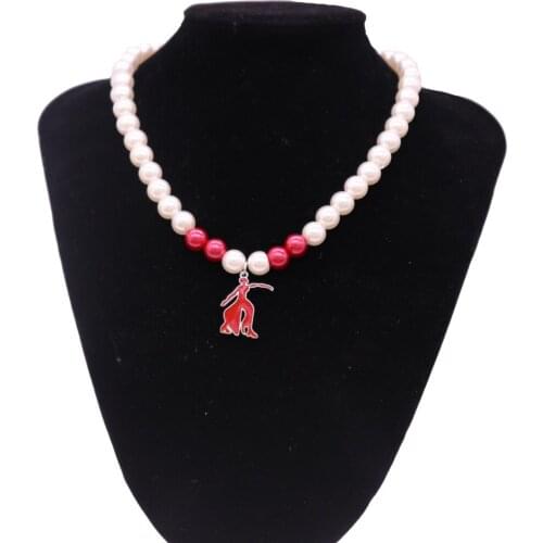 New Arrival White Red Pearl Greek Letters Fortitude Necklaces DST Pearl Choker Statement Jewelry For Women