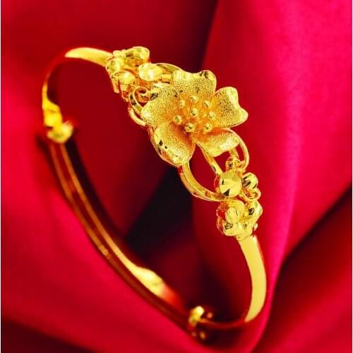 New Single flower push-pull adjustment bracelet does not fade plated Valentines birthday bracelet