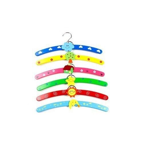 Wholesale high quality free shipping wooden multicolour cartoon children/kids clothes hanger/rack Clothing shirt Clothes Hanger