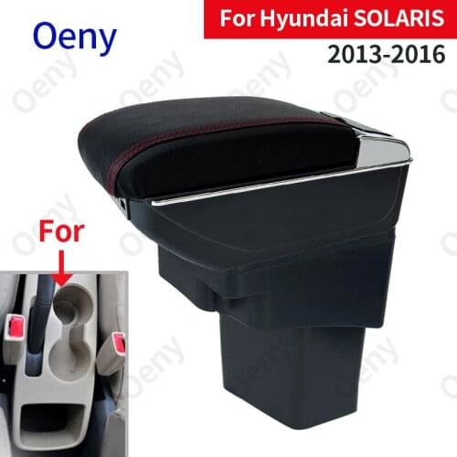 For Hyundai SOLARIS Armrest 2013 2014 2015 2016 Retrofit parts Car Armrest box Storage box car accessories Interior with USB LED