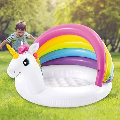 PVC Unicorn Rainbow Cover Pool Soft And Durable Summer Shade Paddling Pool Inflatable Swimming Pool Baby Awning Beach Tent Ocean