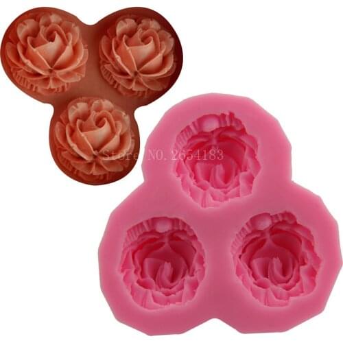 3hold Valentine Flower Rose Silicone Cake Mold Bake Tool Fondant 3D Cupcake Jelly Chocolate Decoration Baking Moulds FQ2280