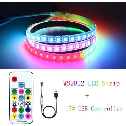 USB LED Strip RGB WS2812B 17Keys Remote Controller Addressable Pixel Tape Led TV Back Under Cabinet Lamp DC5V 1m/2m/3m/4m/5m