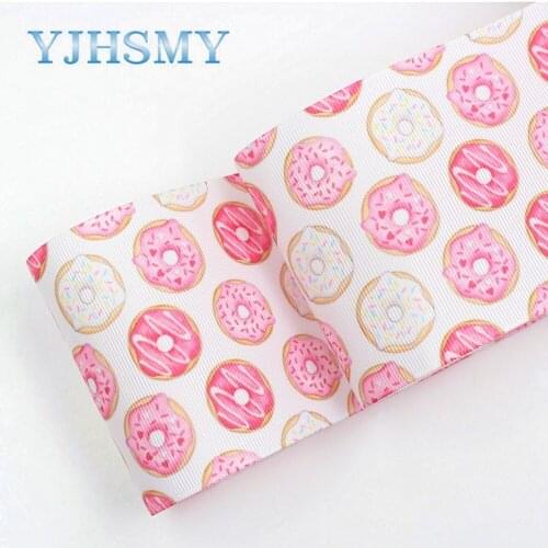 YJHSMY G-18829-1050,10 yards 75 mm candy Donut Printed grosgrain ribbons,Clothing accessories,gift wrap,DIY handmade Material