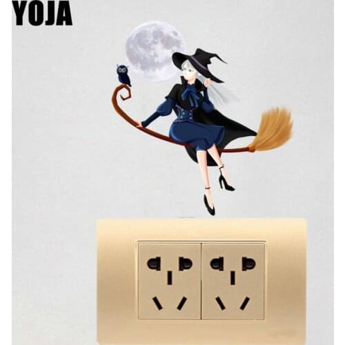 YOJA Pretty Owl Halloween Witch Switch Wall Sticker Personalized Living Room Bedroom Decor Colored Personalized 10SS0172