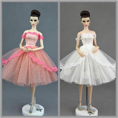 Handmade White & Pink Bubble Skirt Princess Gown Wedding Dress Clothing Outfit Doll For 1/6 Barbie Xinyi FR Licca Doll