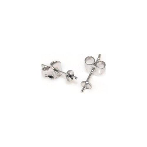 Wholesale 10 Pairs Small Back Rhodium Plated 925 Silver Stud Ear Stud Jewelry Finding