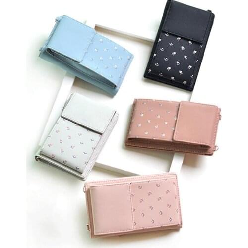Printed Womens Shoulder Bag Cell Phone Wallet Multifunctional Diagonal Wristlet Clutch Purse Messenger Shoulder Straps Bag