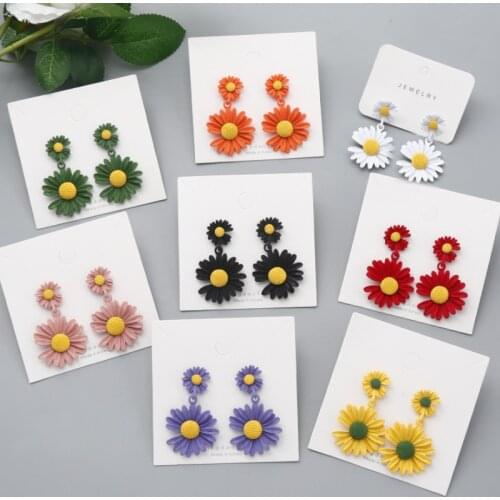 U-Magical Summer Sweet Multicolor Flower Long Dangle Earrings for Women Gold Double Layer Tassel Earrings Jewelry Pendientes