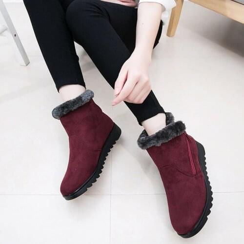 Autumn 2019 Casual Solid Flat Warm Woman Snow Boots Women Winter Round Toe Shoes Women Zip Ankle Boots botines mujer