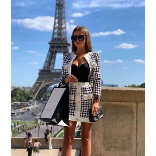 Winter Style Sexy Long Sleeve White Black Two Piece Set Celebrity Designer Fashion Womens Set