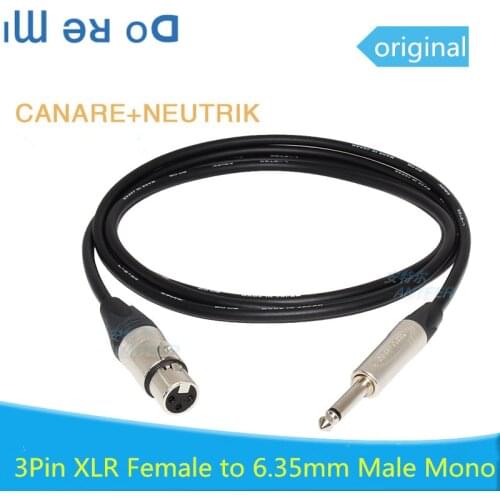 1Pc HiFi CANARE L-2T2S Neutrik NP2X 6.35mm Male Mono to NC3FXX XLR 3Pin Female balance cable L-2T2S blue black red 1M 2M