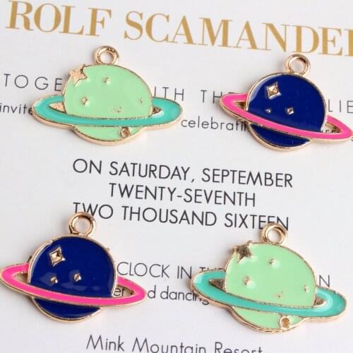 10PCS 20mm New Alloy Charms Planet Satellite Starry Enamel Charms for Bracelet Necklace Pendants DIY Jewelry Accessories
