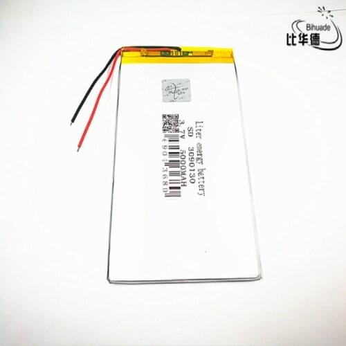 2pcs Liter energy battery Good Qulity 3.7V,5000mAH 3090130 Polymer lithium ion / Li-ion battery for tablet pc BANK,GPS,mp3,mp4