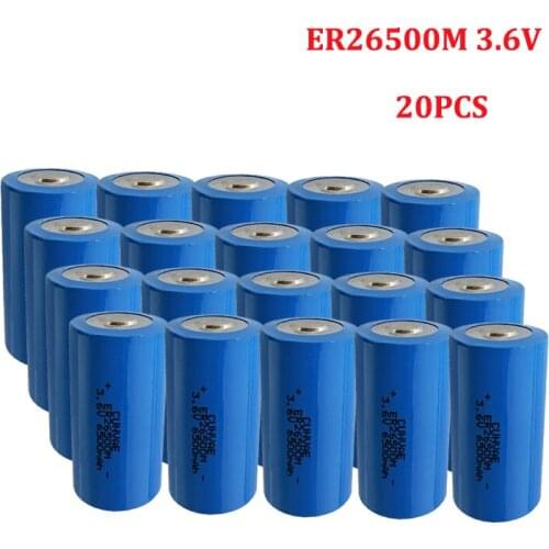 20PCS ER26500M ER26500 3.6V Type C gas meter lithium battery Flowmeter natural gas Water meter batteries 26500 6500mAh