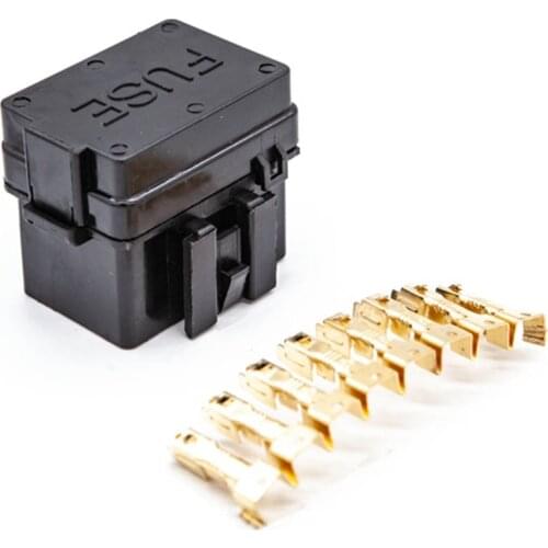 4 Way Black Car Medium Relay Fuse Box Assembly with 8pcs Gold Terminals Car Insurance Holder