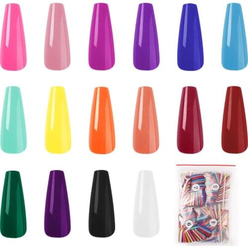 640pcs/opp 16colors Mix Color False Nails Tip Coffin Tips Long Full Cover Nails Manicure 10 Size Acrylic Press on Nail DIY
