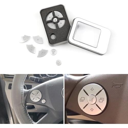 ABS Chrome Car styling Steering Wheel Button Stickers Cover Trim For Mercedes Benz E C S GLK R ML GL CLS SLK Class W204 W212