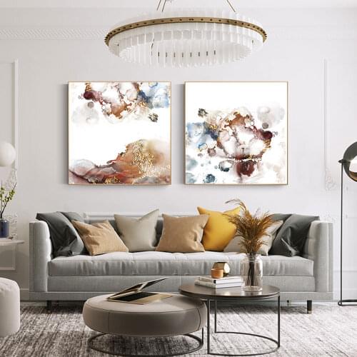 Abstract Colorful Canvas Painting Posters Print Golden Wall Art Oil Painting Pictures for Living Room Home Decoration No Frame